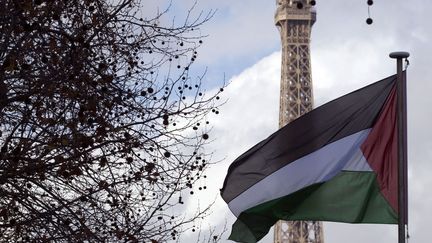 Le drapeau palestinien flottant devant le si&egrave;ge de l'Unesco, &agrave; Paris, le 13 d&eacute;cembre 2011. (JOEL SAGET / AFP)