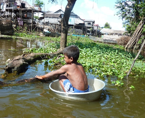 Balade en bateau sur la forêt inondée du Tonlé Sap (Cambodge)