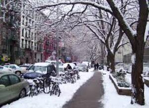 walking bicycle winter city winter
