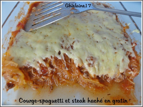 Courge-spaghetti et steak haché en gratin