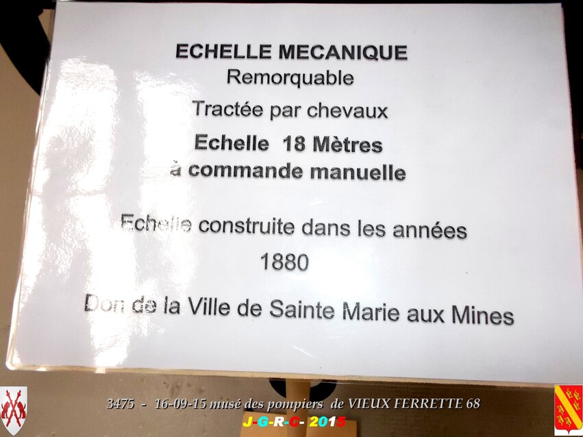 Musée du Sapeur Pompier d'ALSACE  1/3  01/26   VIEUX FERRETTE  68   D  18-04-2016