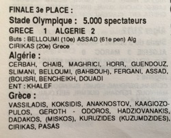 29.9.1979 à Split Stade Olympique Jeux Méditerranéens 3ème place EN-Gréce 2-1 