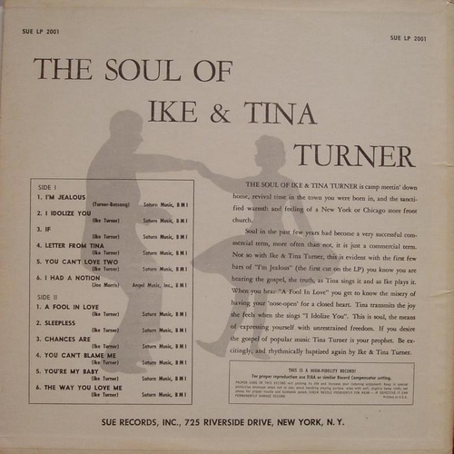 Ike & Tina Turner : Album " The Soul Of Ike & Tina Turner " Sue Records SUE LP 2001 [ US ]