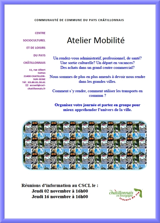 Un "atelier mobilité" proposé par la Communauté de Communes au CSCL