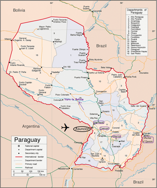 Carte Paraguay