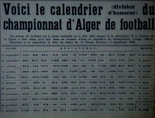 Calendrier 1950-1951