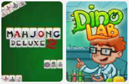 Pochettes des jeux « Mahjong Deluxe 2 » et « Dino Lab »