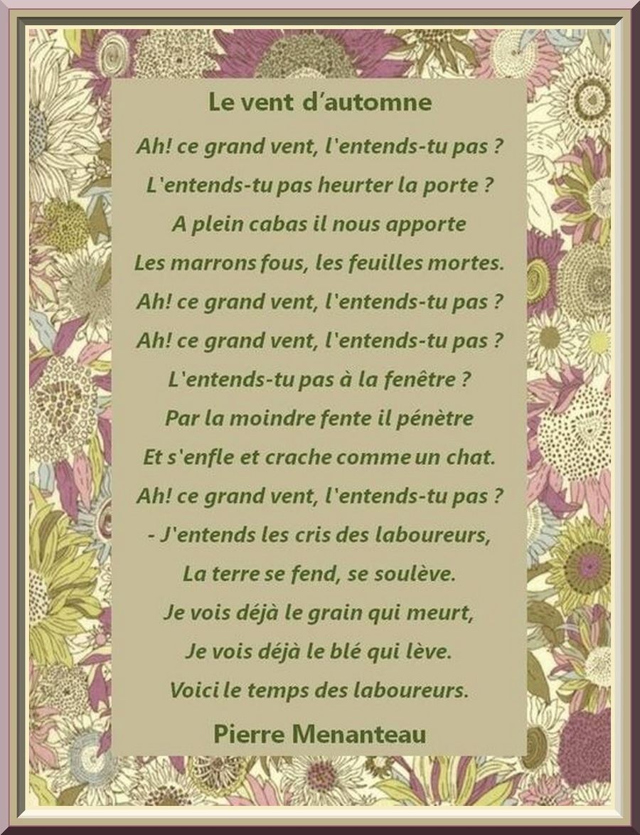 "Le vent d'automne" poème de Pierre Menanteau