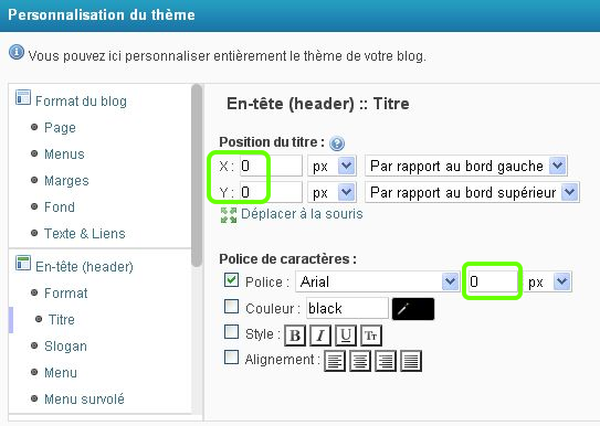 Rendre l'en-tête (la bannière) cliquable et le titre invisble