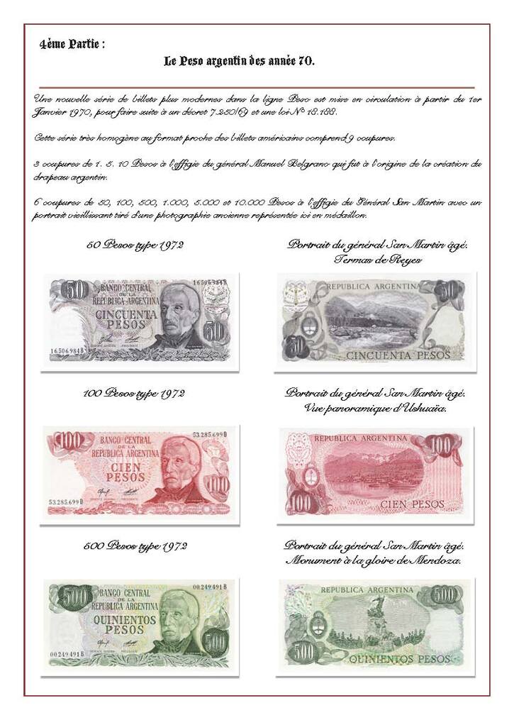 Histoire:  L'Argentine à travers la monnaie - Le Général José de San Martin - Philippe (2e version)