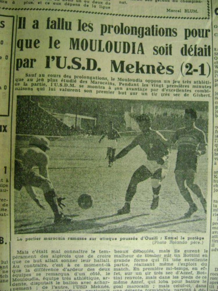 Dimanche 15.1.1950 Coupe AFN USD Meknes-MCA 2-1 A.Prolongati