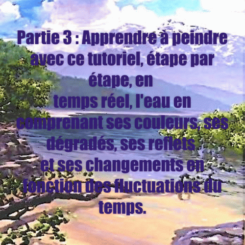 Dessin et peinture - vidéo 3859 : Comment réaliser une peinture murale de paysage (dessin, ciel, arrière-plan, montagnes, eau, perspective, reflets, rochers et végétation) ? - peinture acrylique.