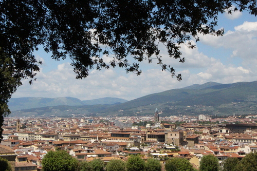 Le palais Pitti vu de l'extérieur et le jardin de Boboli