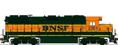 Loco EMD GP38 2  2301  BNSF droit