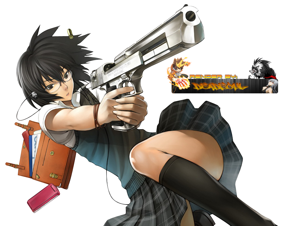 Anime Girl With Guns Render by LordRender