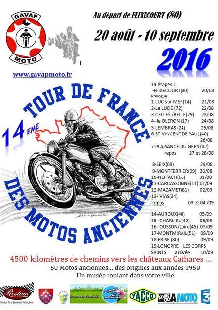 Tour de France des Motos Anciennes : 20-08 au 10-09