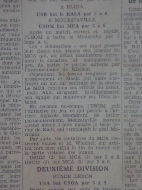 Dimanche 2.10.1932 à Mouzaia USOM-MCA 3-0
