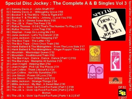 Various Artists : CD " Special Disc Jockey : The Complete Singles Vol 3 " SB Records DP 52 [ FR ]