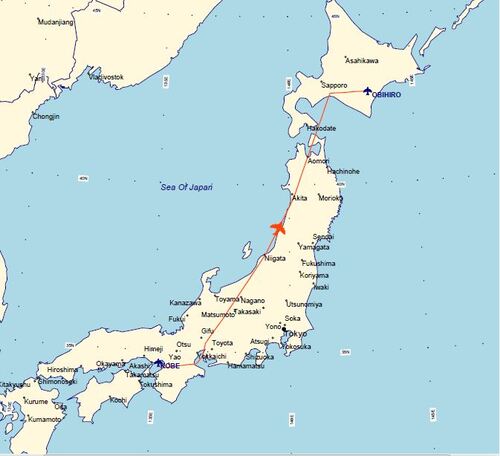 Plans de vol 1er juin : Kobé-Obihiro-Asahikawa