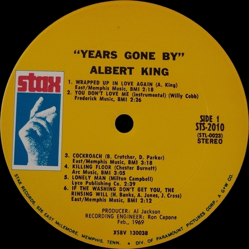 Albert King ‎: Album " Years Gone By " Stax Records STS 2010 [ US ]