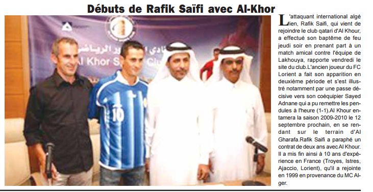Saifi signe à El Khor Qatar