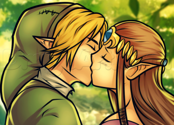how to draw link and zelda kissing