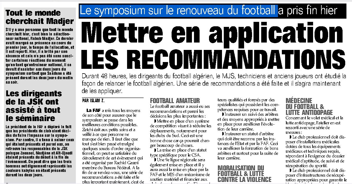 Lundi, Mardi 11-12.12.2017 Le symposium sur le renouveau du football