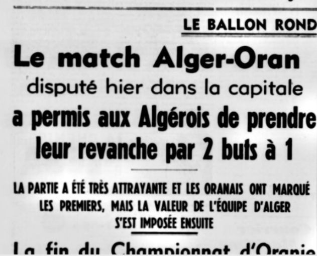 Dim 28.5.1939 au Municipal Sélection d'Alger-Sélection d'Oran 2-1 avec les Mouloudéens Firoud et