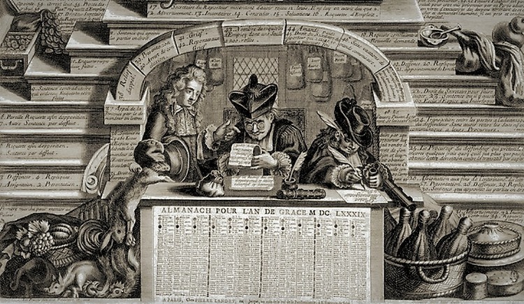 Les Plaideurs (illustration d’un Almanach de l’année 1789)