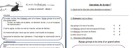 Littérature ASH : texte adapté de la tribu des préhistos