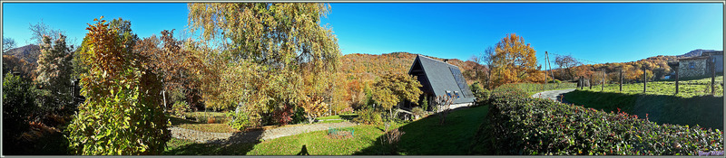 Le bel automne 2021 vu de l'intérieur par notre porte-fenêtre, de devant la même porte-fenêtre et vue panoramique générale - Lartigau - Milhas - 31