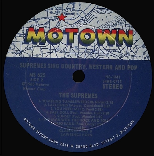 The Supremes : Album " The Supremes Sing Country Western & Pop " Motown Records MS 625 [ US ]