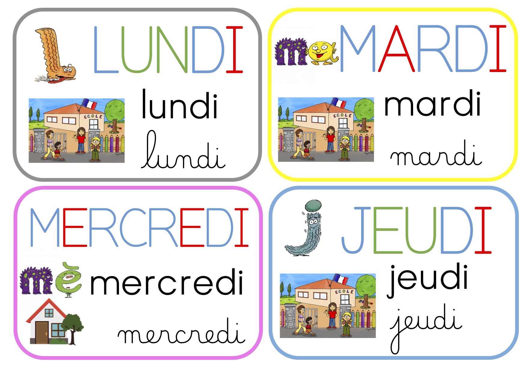 étiquettes Les Jours De La Semaine Maternelle Affichage Affichages : la date et le calendrier - Quelle classe !
