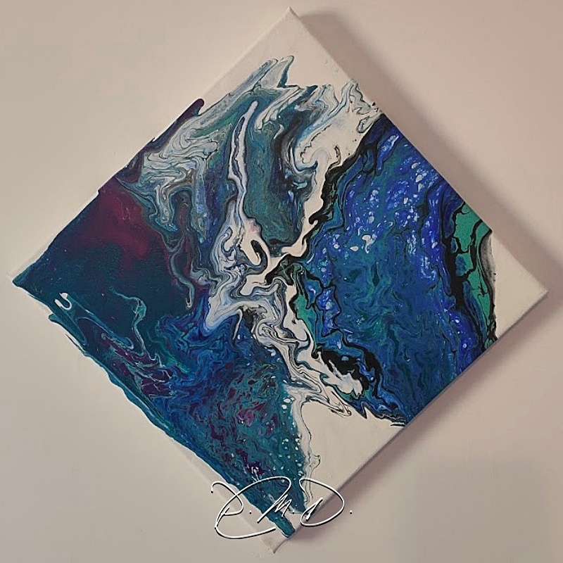 2022 C - Toile 30x30 -  Pouring acrylique  en glissé - CP