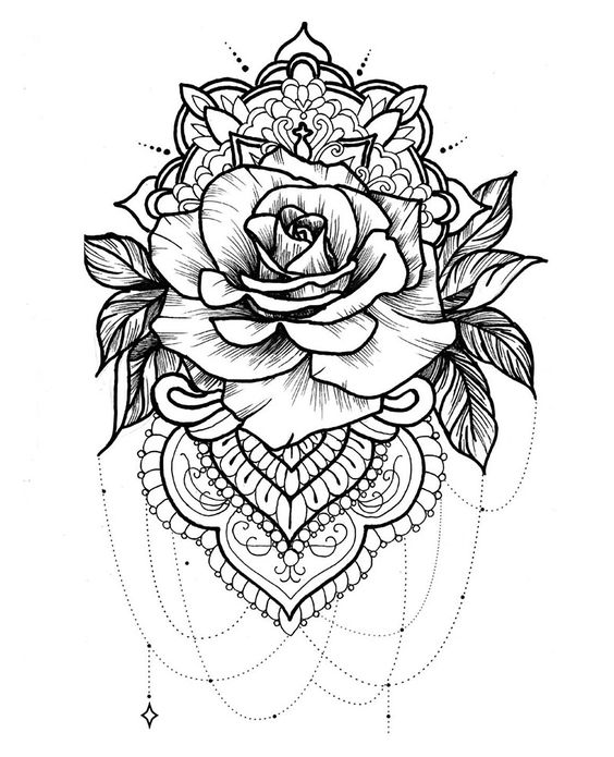 Une jolie rose confondue avec un Mandala, un magnifique tatouage !A partir de la galerie : Idees De Tatouages
