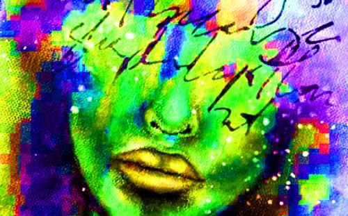 Dessin et peinture - vidéo 2073 : Un portrait abstrait peint avec des "feutres-gels" .