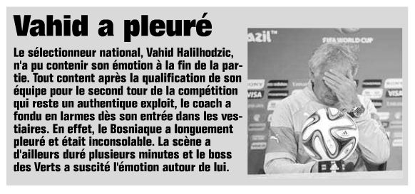 Vahid a pleuré