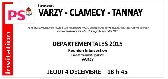 Départementales 2015 : Réunion Intersections à Varzy le 4 décembre