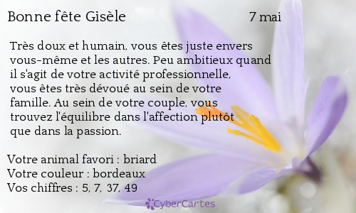 Carte bonne fête Gisèle (7 mai) !