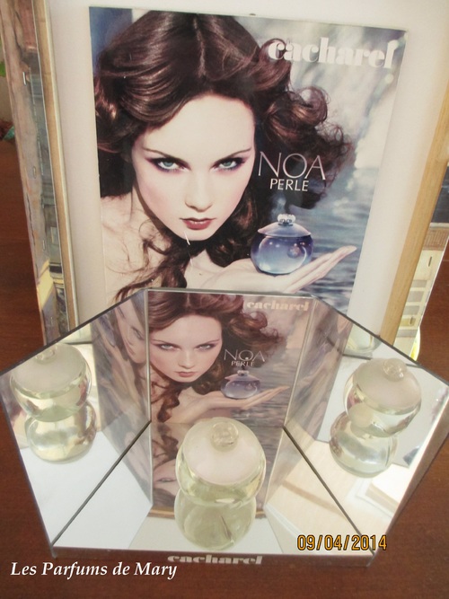 Présentoir parfum NOA PERLE et Publicités CACHAREL......