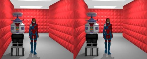 B9 accompagné d'une alienne en vue stéréo