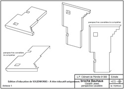 Broche Bauhaus => révision : perspective / mise en plan / cotation