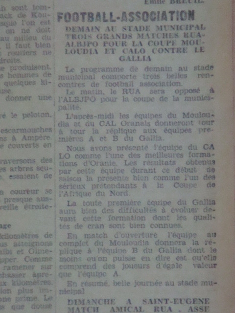 Dimanche 25.9.1932 au Municipal Amical MCA-Gallia SA 1-2