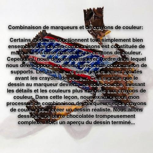 Dessin et peinture - vidéo 3539 : Comment dessiner une barre chocolatée de manière réaliste -  Crayons de couleur et marqueurs.