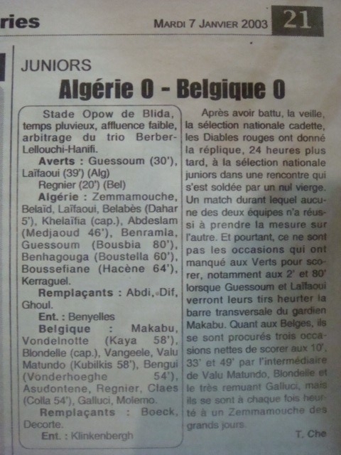 Janvier 2003 EN Junior-Belgique 0.0