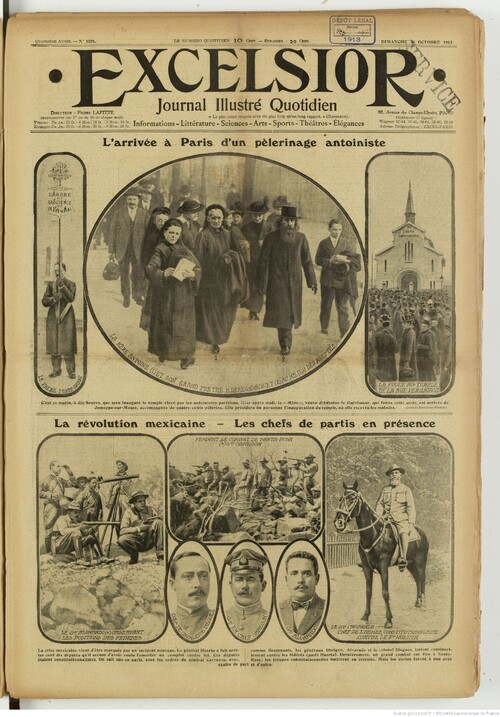 Excelsior 26 octobre 1913 . L'arrivée à Paris d'un pélerinage antoiniste
