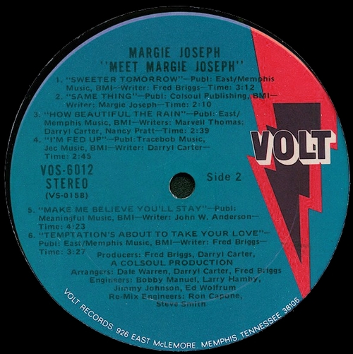 Margie Joseph : Album " Makes A New Impression " Volt Records VOS-6012 [ US ] 