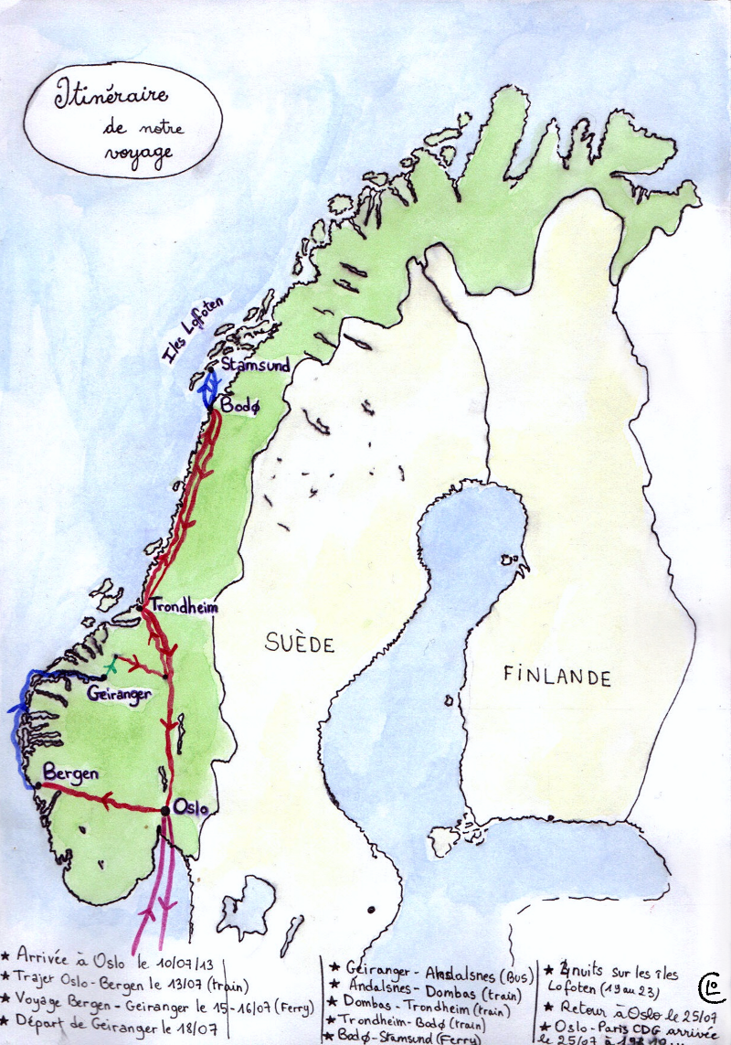 Voyage en Norvège - Itinéraire de notre voyage