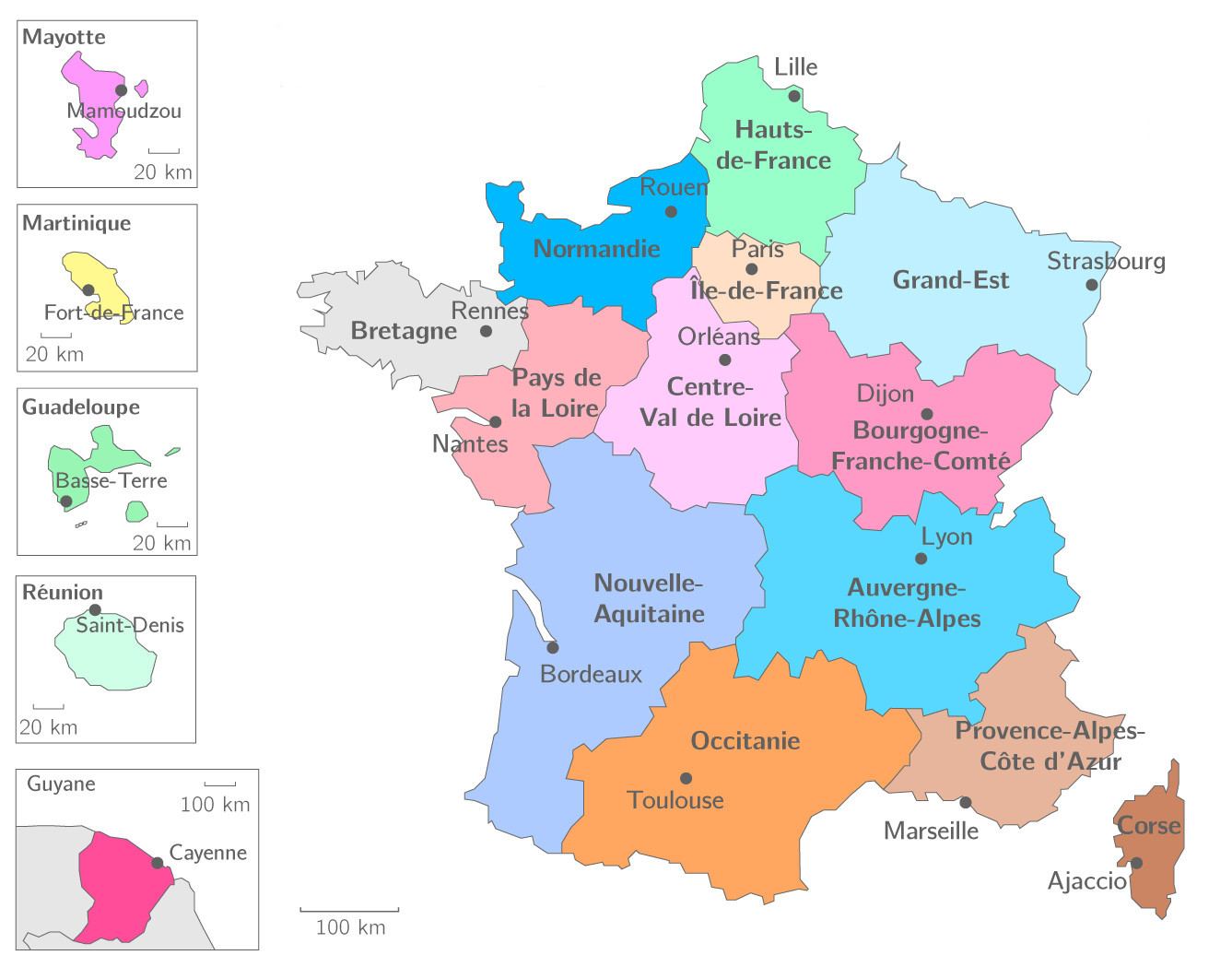 ≡ Liste des Régions françaises ⇒ Informations Officielles 2021