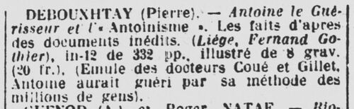 Pierre Debouxhtay (Les Nouvelles littéraires, artistiques et scientifiques, 9 juin 1934)